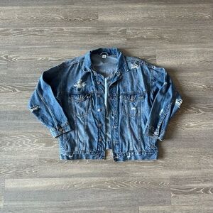 Oversized Distressed Denim Jacket